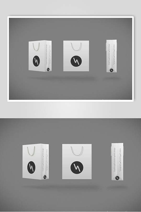 简约黑白手提袋包装样机效果图-众图网