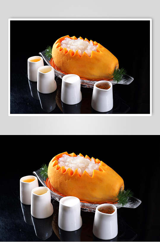 新鲜木瓜炖雪蛤高清图片
