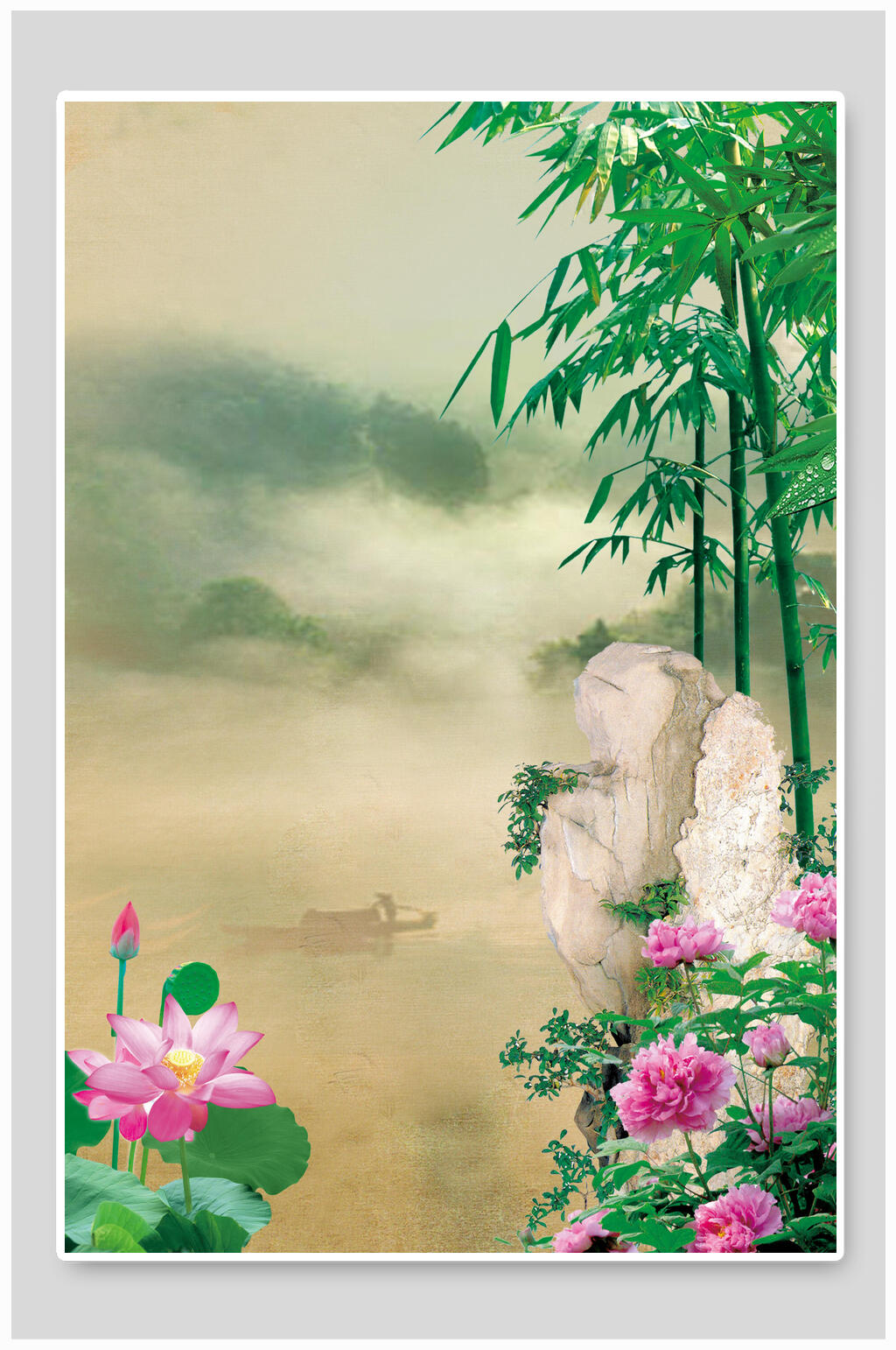 风景水墨中国风背景素材素材