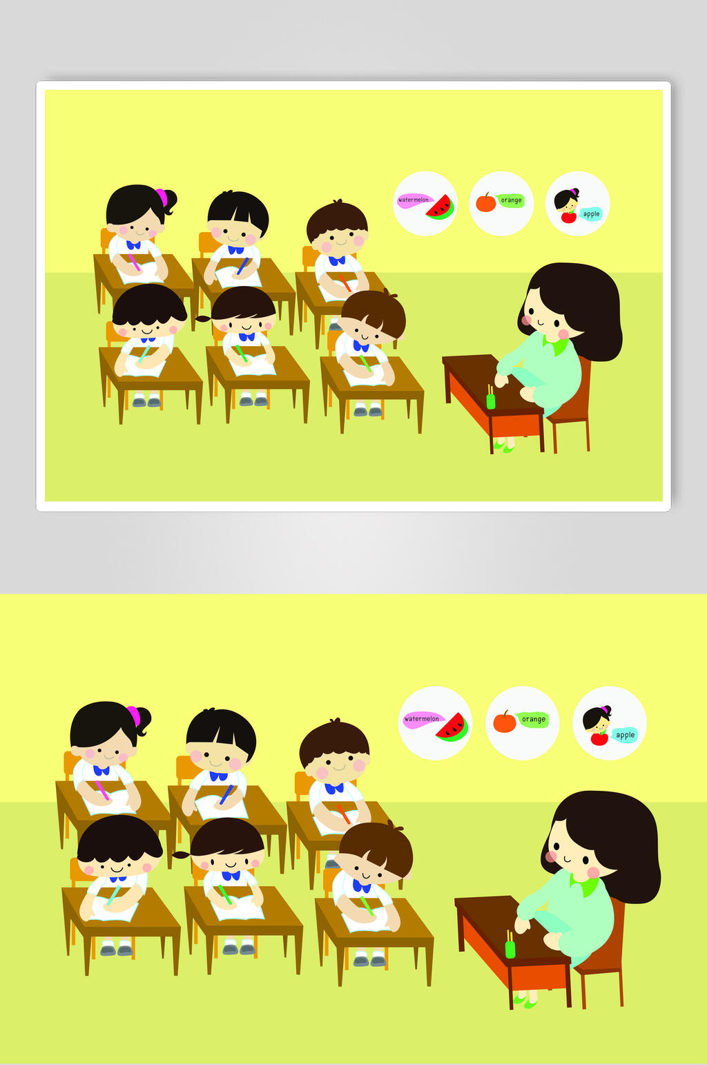 黄色绘画儿童插画素材素材