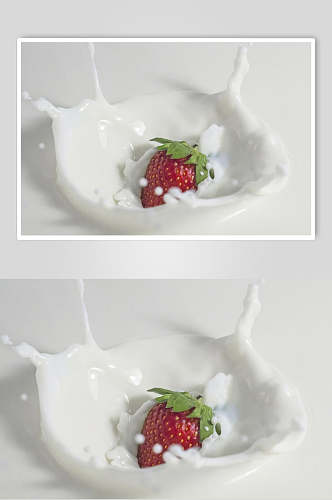 超清草莓牛奶美食果摄影图