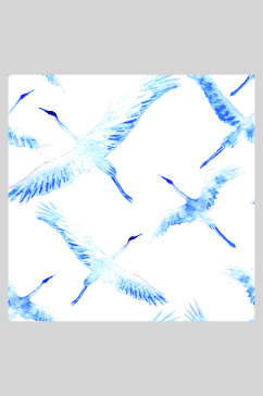 白鹤植物花鸟插画背景素材