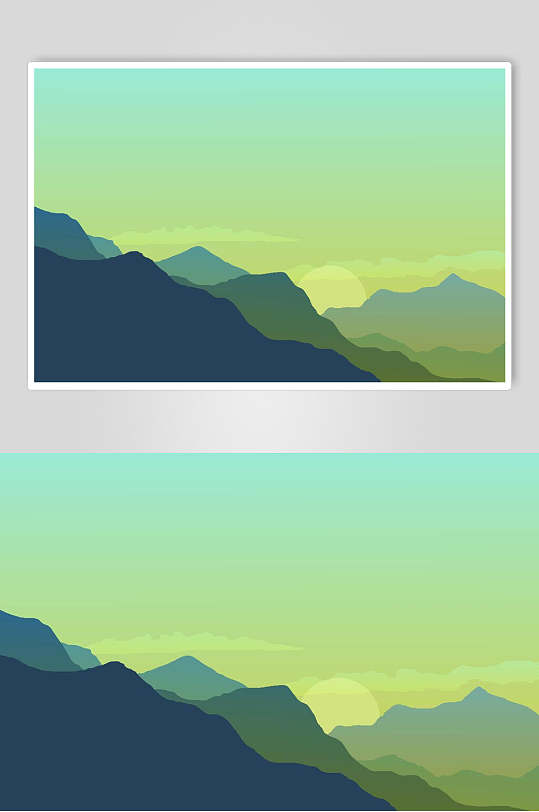 扁平风山川插画设计素材