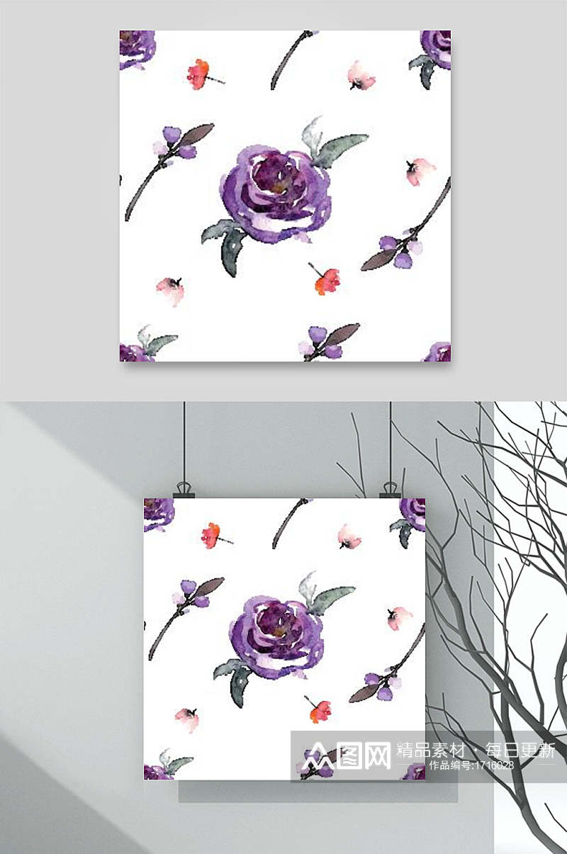 紫色花卉免抠素材素材