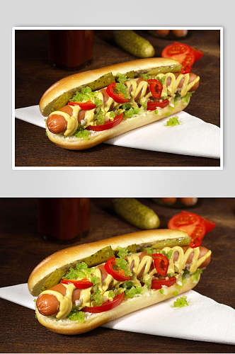 西式热狗汉堡食品摄影图片