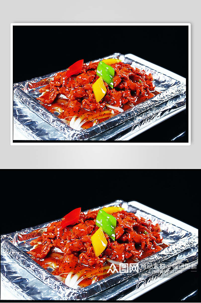 铁板黑椒牛柳美食食品高清图片素材