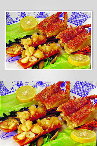 美味日式铁板煎焗龙虾餐饮高清图片
