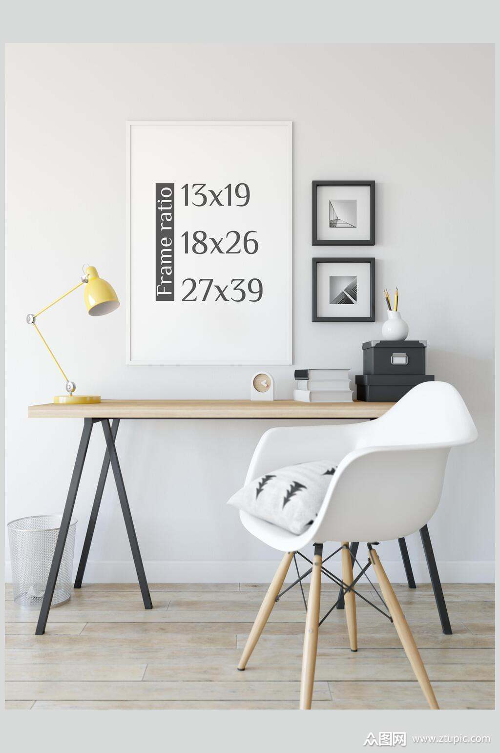 办公桌装饰画样机效果图