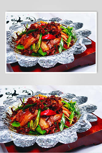 铁板黄丝菌回锅肉美食高清图片