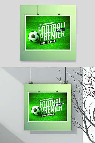 绿色足球运动矢量海报元素