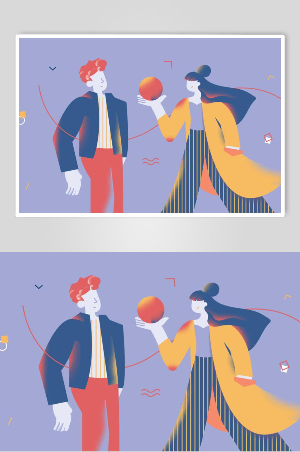 文艺青年送礼物插画设计素材素材