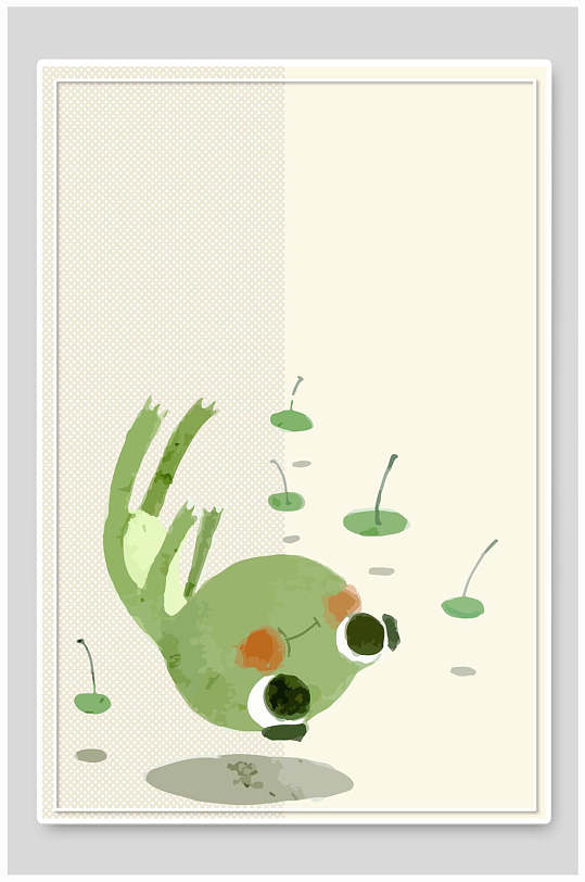 简约荷塘青蛙插画设计