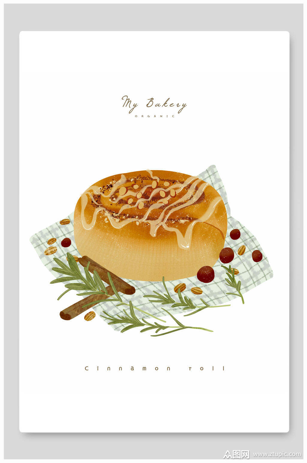 面包美食海报插画素材