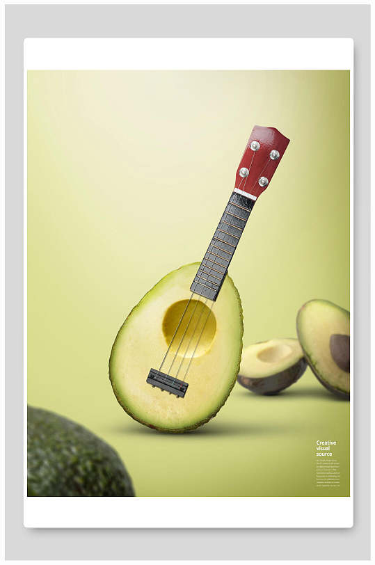 水果乐器创意海报设计