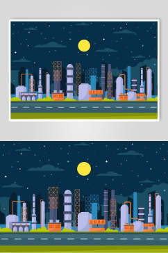 夜色城市插画设计素材
