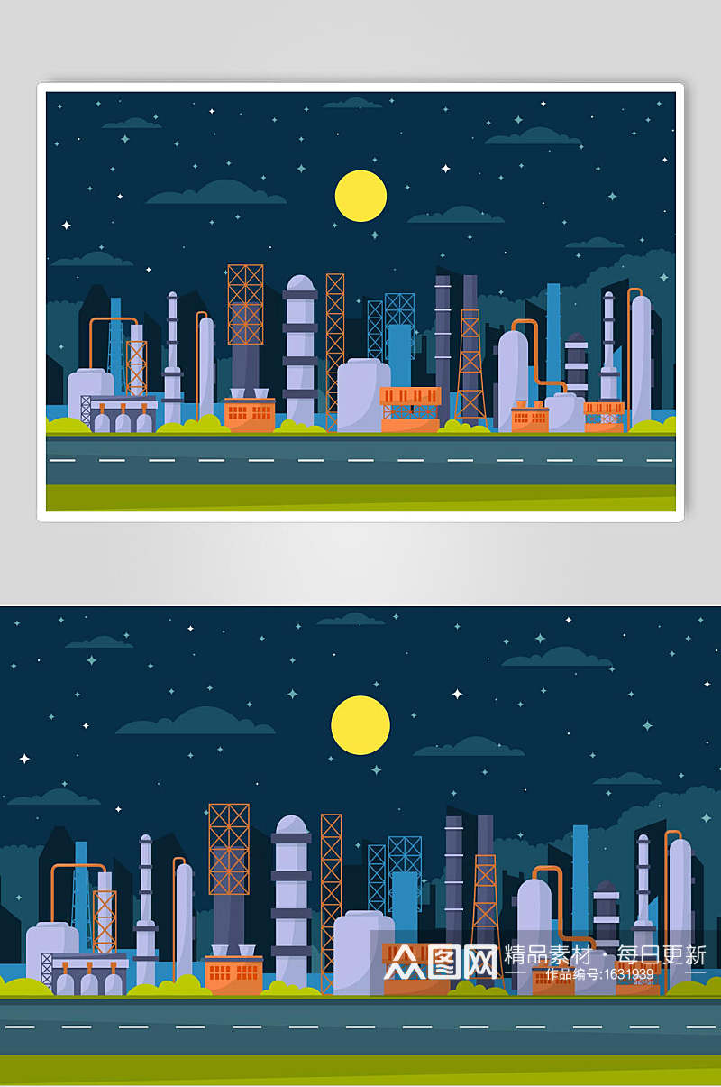 夜色城市插画设计素材素材