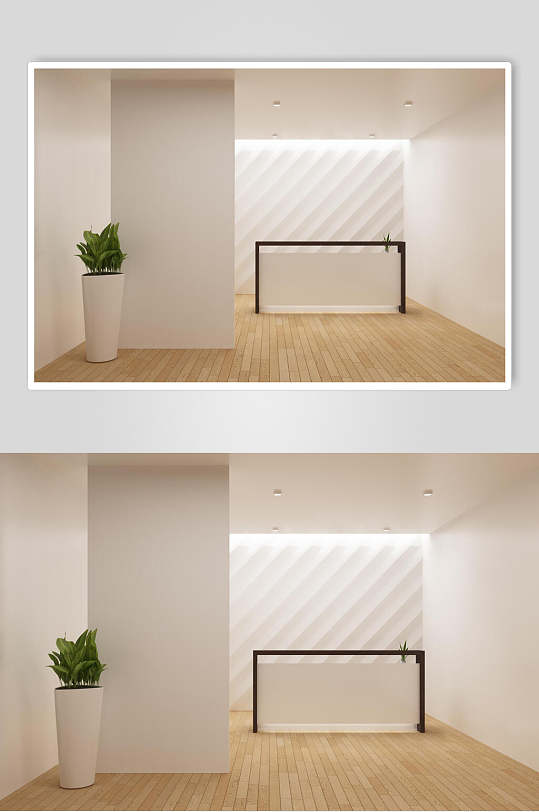 简约前台背景墙整套样机效果图-众图网