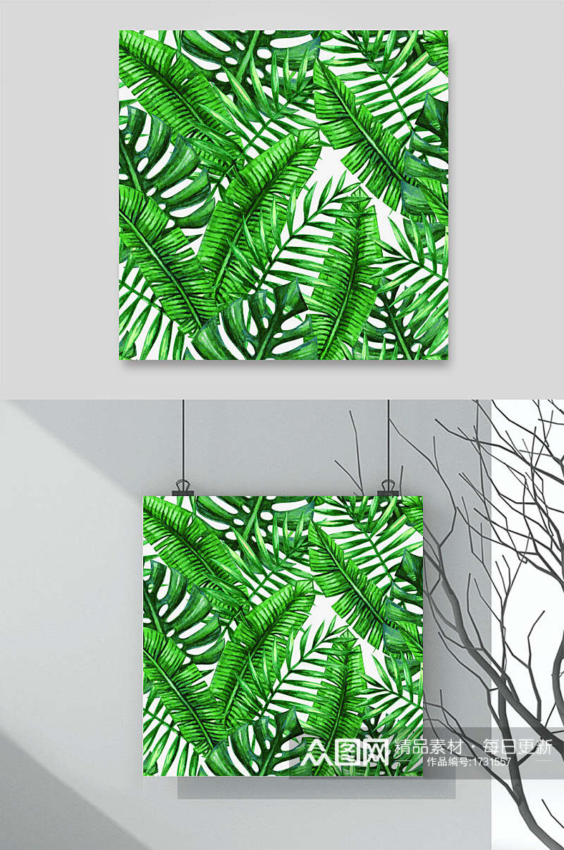绿色热带雨林植物插画素材素材