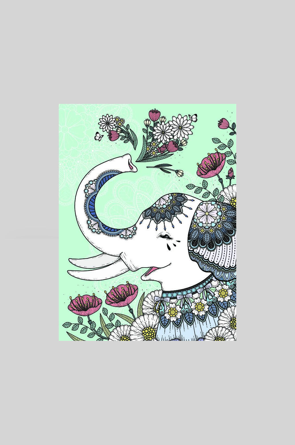 大象线描动植物插画素材素材