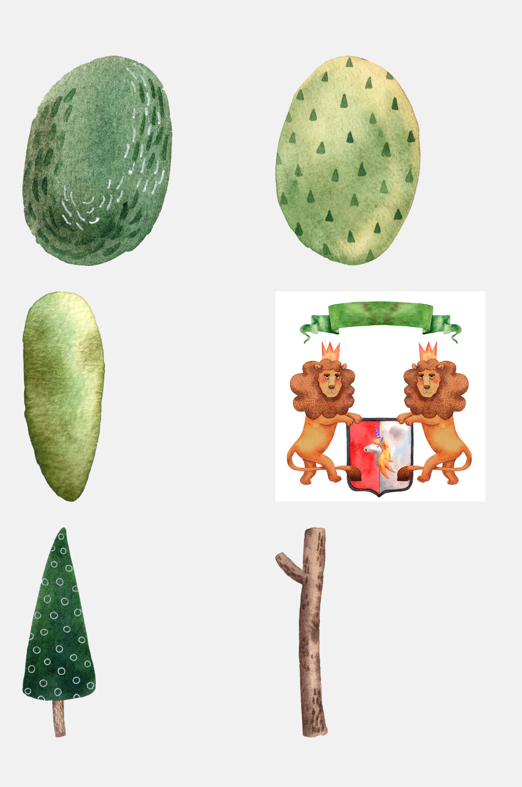 水彩仙人掌花卉动物元素素材素材
