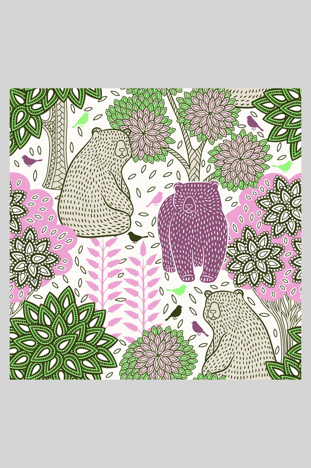 艺术植物花鸟插画背景素材素材
