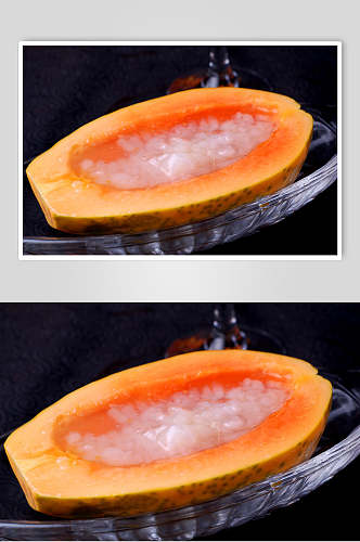新鲜木瓜炖雪蛤摄影图