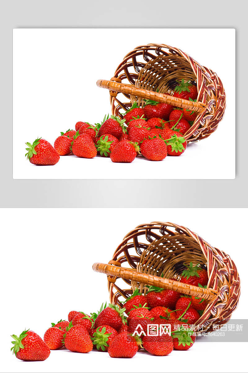 一箩筐美食红色草莓果摄影图素材