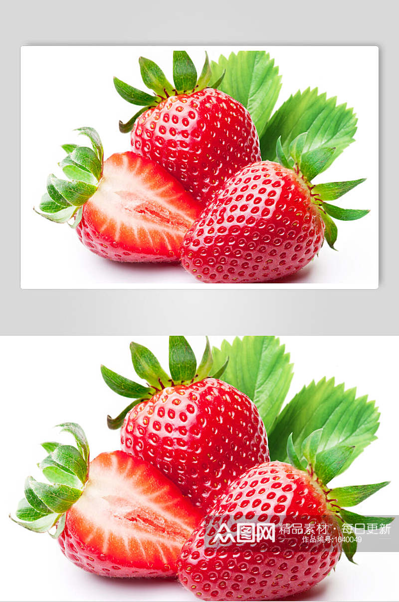红彤彤的草莓采摘摄影图素材