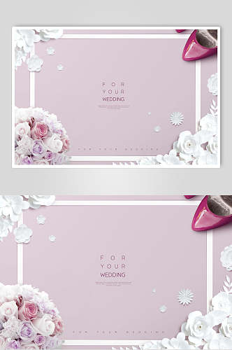 紫色高端婚礼婚纱邀请函海报