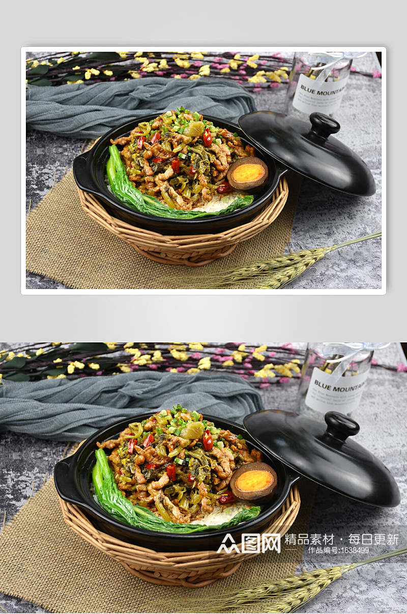 高清香菇滑鸡煲仔饭美食图片素材