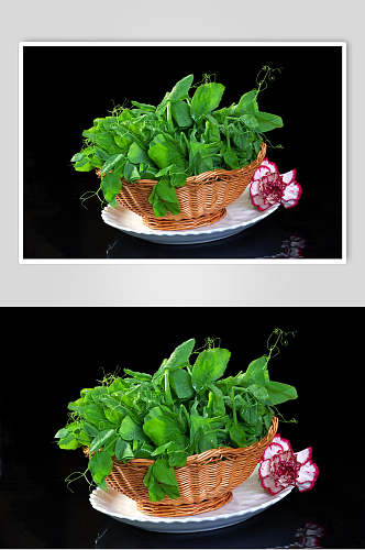 新鲜豌豆尖蔬菜食品摄影图片