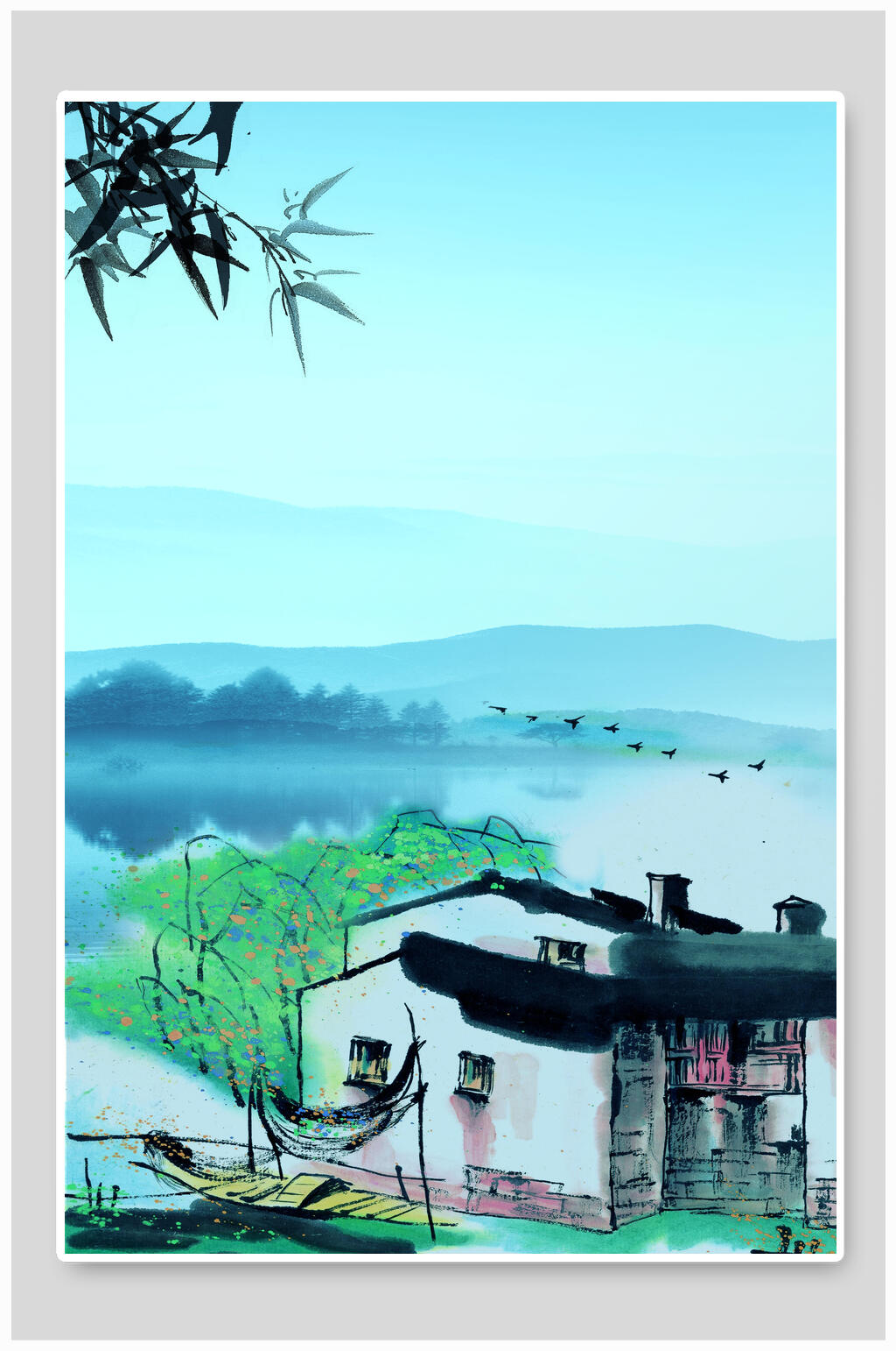 清新水墨中国风背景素材素材