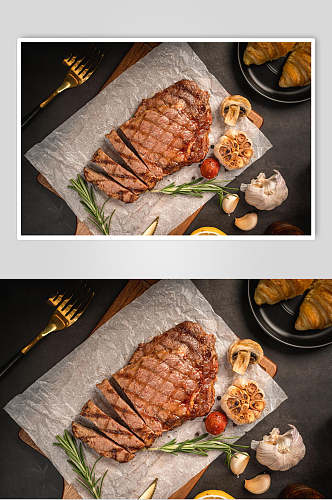 煎牛肉牛排食材摄影图