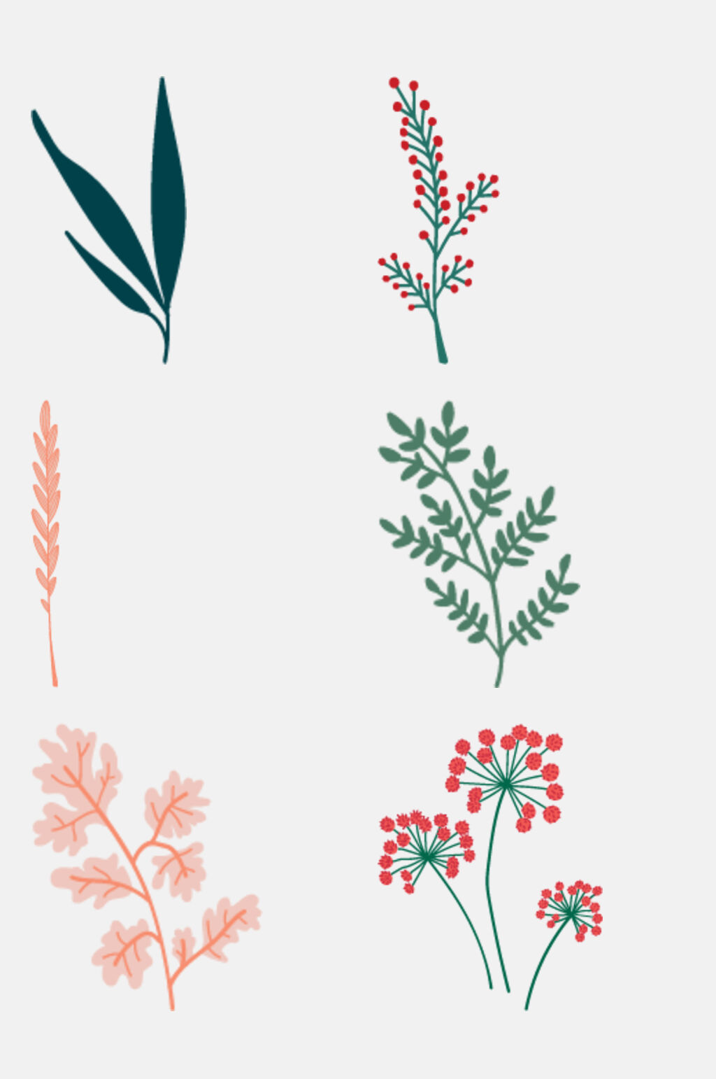 手绘画中草药植物花草元素素材素材