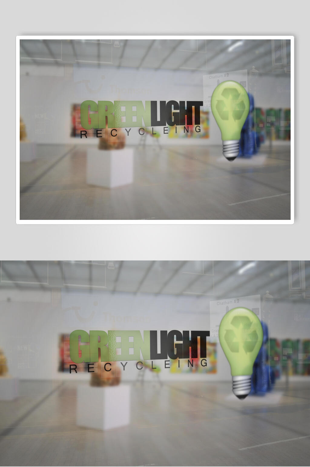 前台背景墙玻璃LOGO展示样机效果图素材