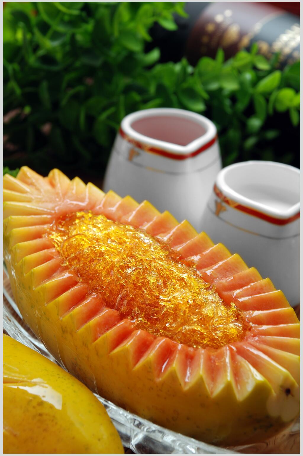 甜品夏威夷木瓜炖血燕美食高清图片素材