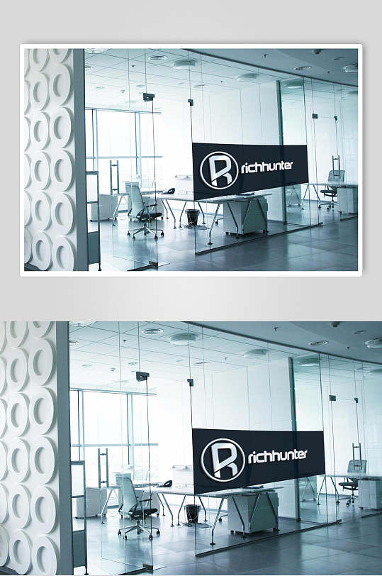 办公室前台背景墙LOGO展示样机xw-众图网
