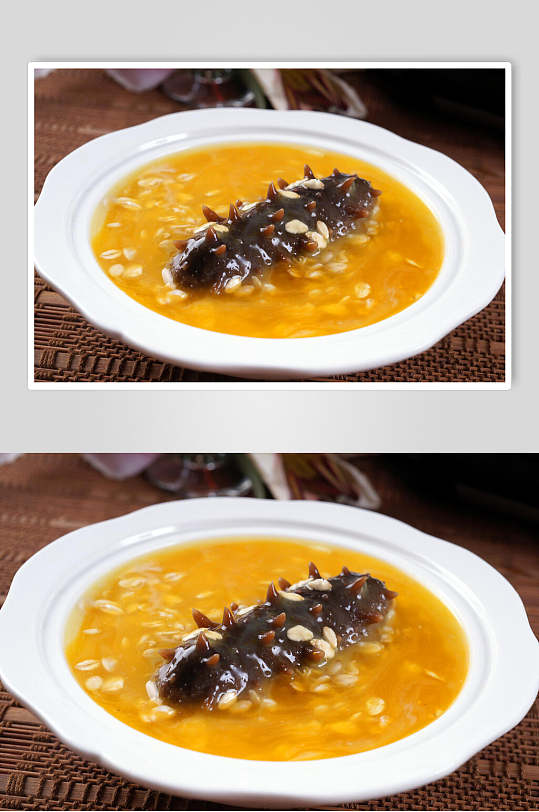 汤汁海参美食摄影图片