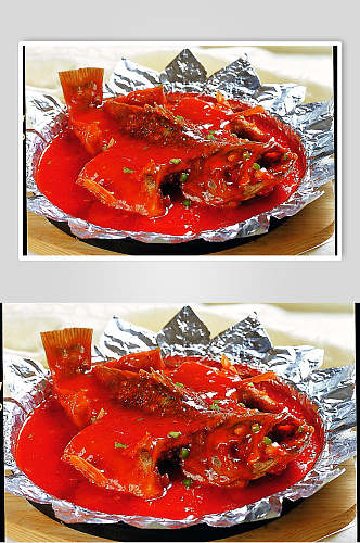 铁板泰汁鲈鱼餐厅美食高清图片