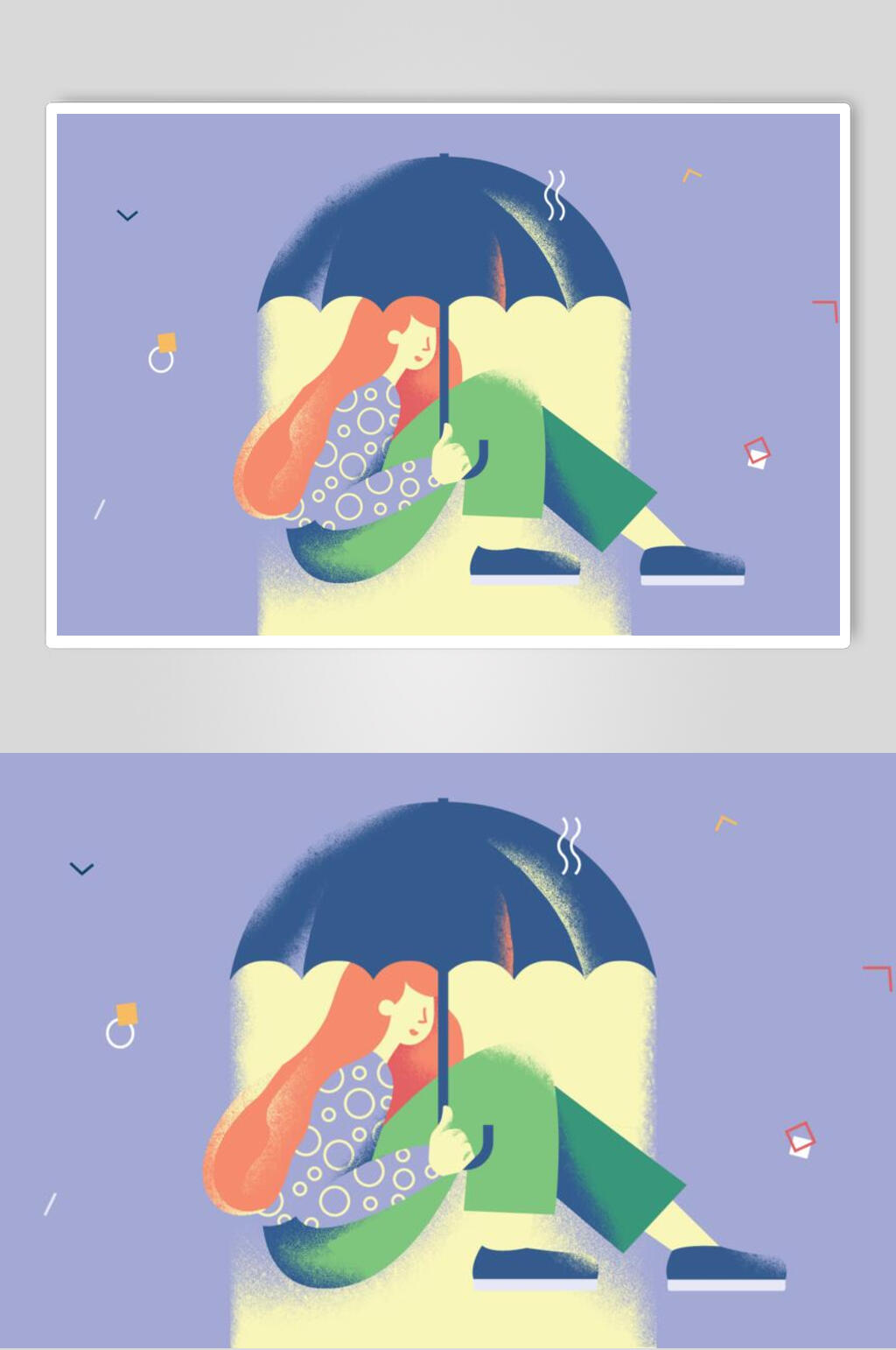 雨伞女孩插画设计素材素材