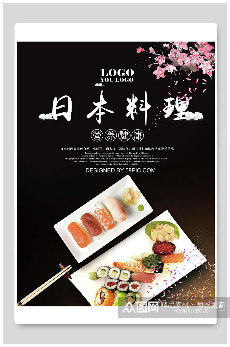 营养健康日本料理寿司美食海报素材