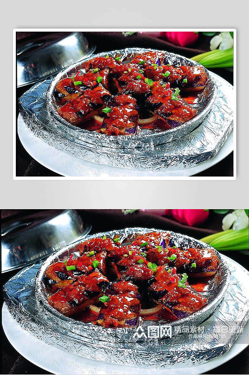 铁板盘龙茄食品高清图片素材
