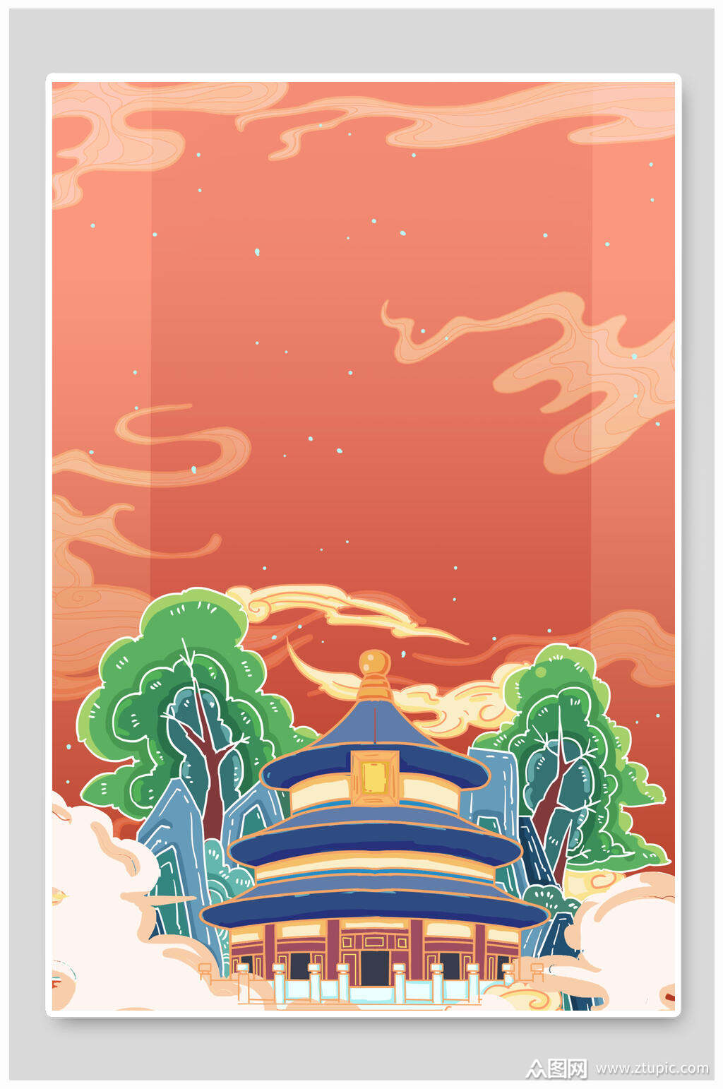 复古国潮风免抠背景素材