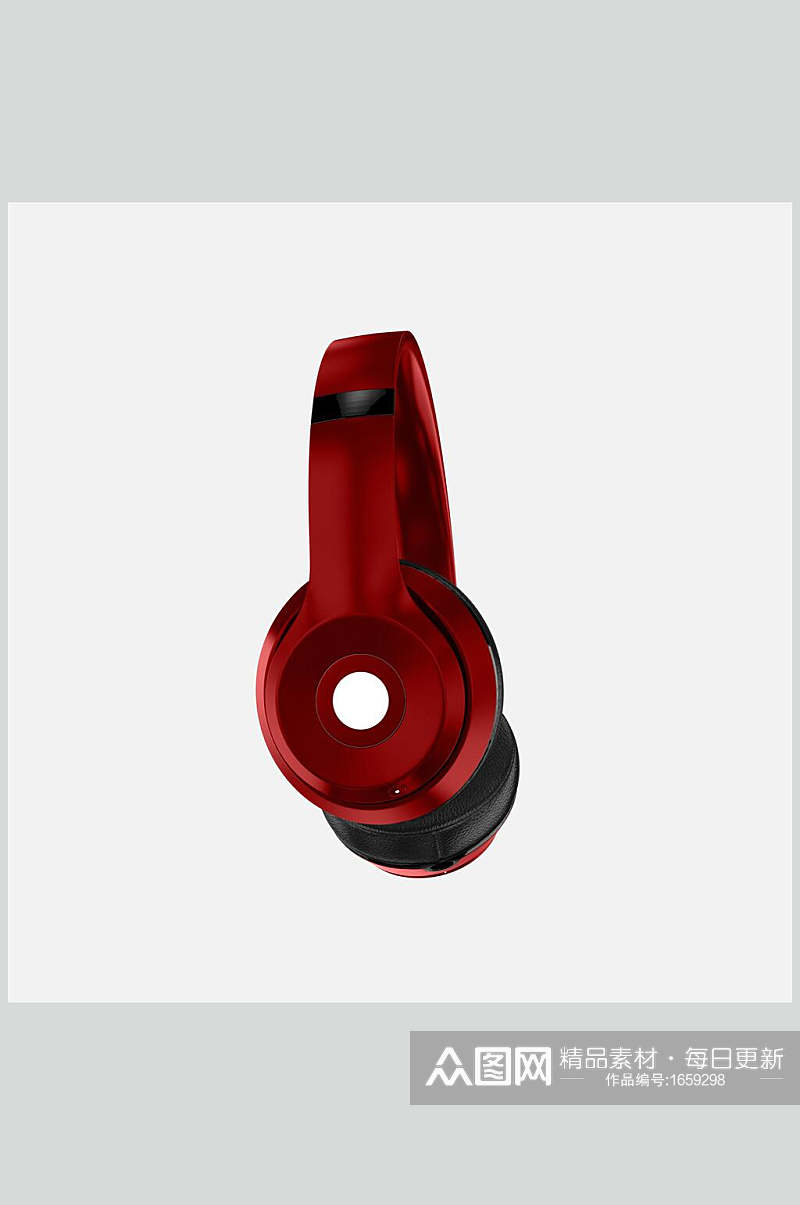 红色耳机样机展示效果图素材