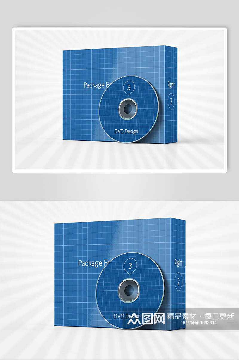 蓝色光盘包装样机效果图素材