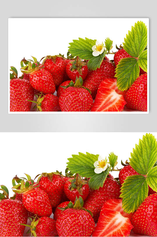 超清白色背景草莓摄影图