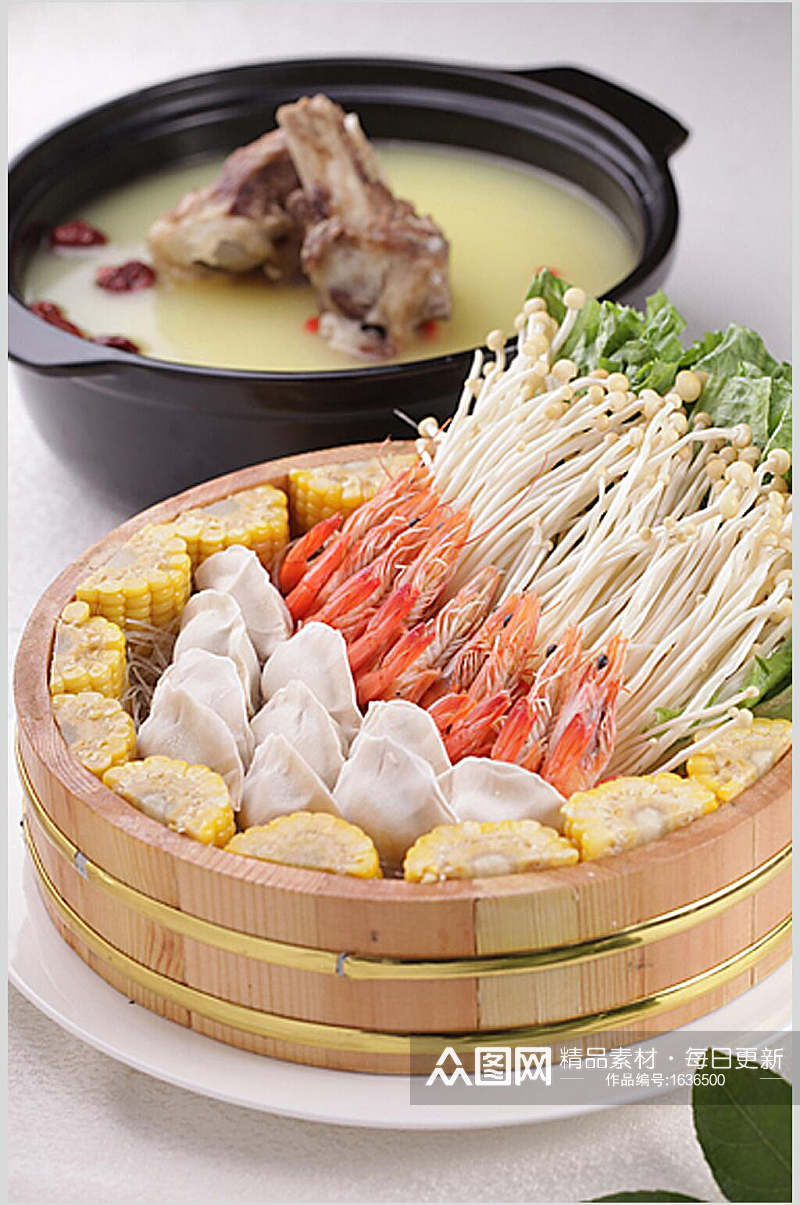 一品天下锅海鲜锅美食高清图片素材