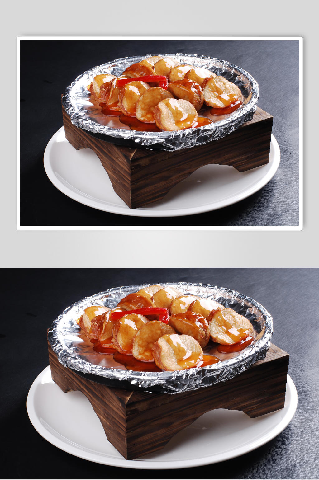 美味铁板浇汁杏鲍菇美食高清图片素材