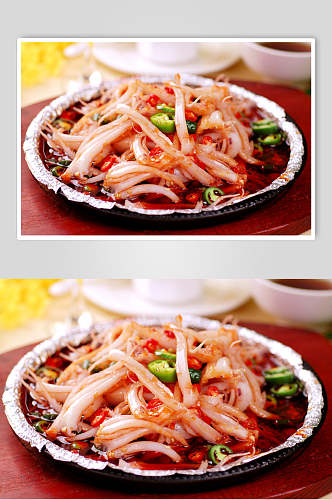 热菜铁板鱿鱼须餐饮美食图片