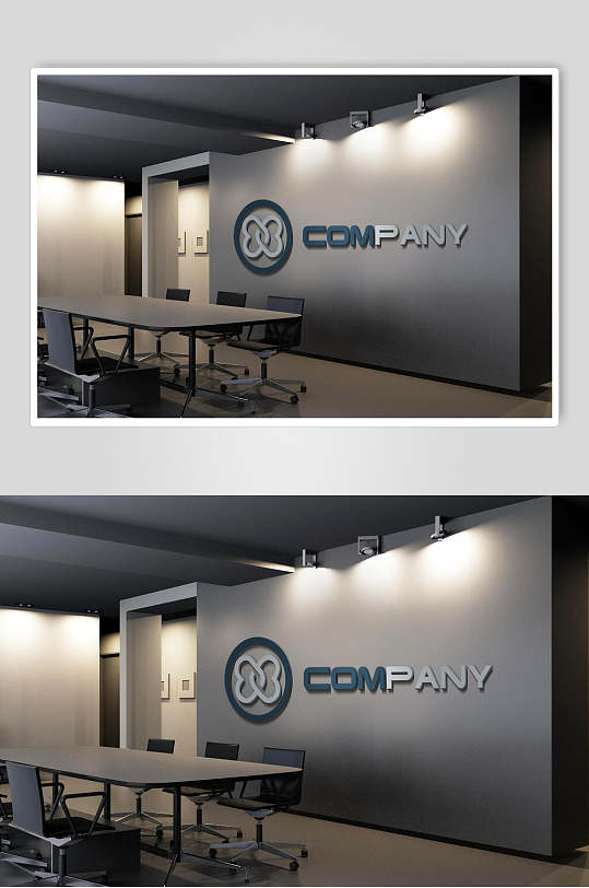 创意灰色前台背景墙样机效果图-众图网